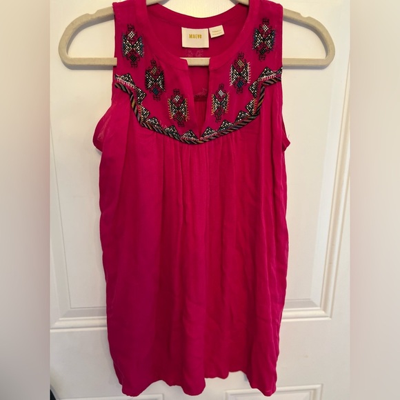 Maeve Pink Embellished Blouse with Mandarin Collar - Picture 1 of 5